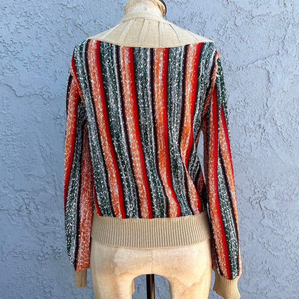 Vintage 70s Sweater Size M/L Striped bohemian - Picture 3 of 7